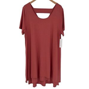 Soft Surroundings Camille T-Shirt‎ Dress Dusty Cedar Pink Soft NWT Women 1X
